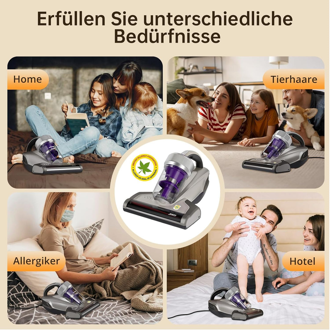 Jimmy JV35 Milbensauger für Matratzen mit UV-licht 700W Leistung, Heisser Wind Funktion, Doppelter Z