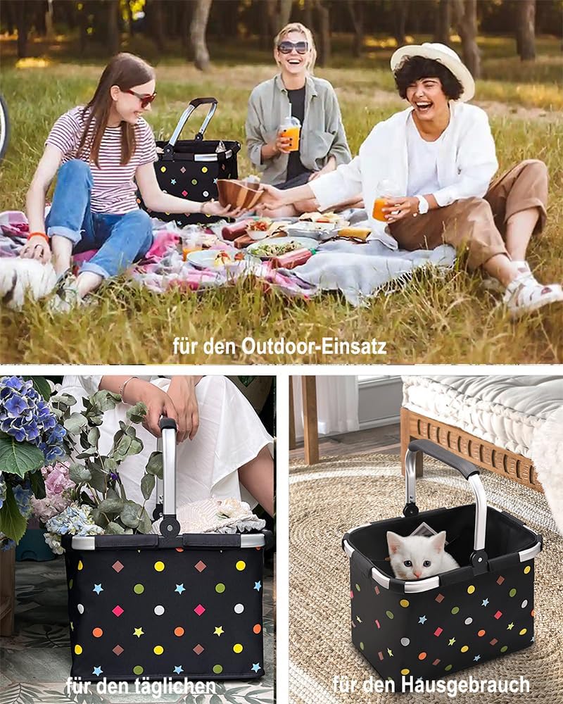 Diurwur®30L Einkaufskorb Stabiler Tragekorb Faltbar Einkaufstasch Gross Picknickkorb Klappkorb Reise