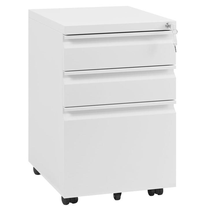 WOLTU Rollcontainer, Aktenschrank, Büroschrank, abschliessbarer Schrank, Container mit 3 Schubladen,