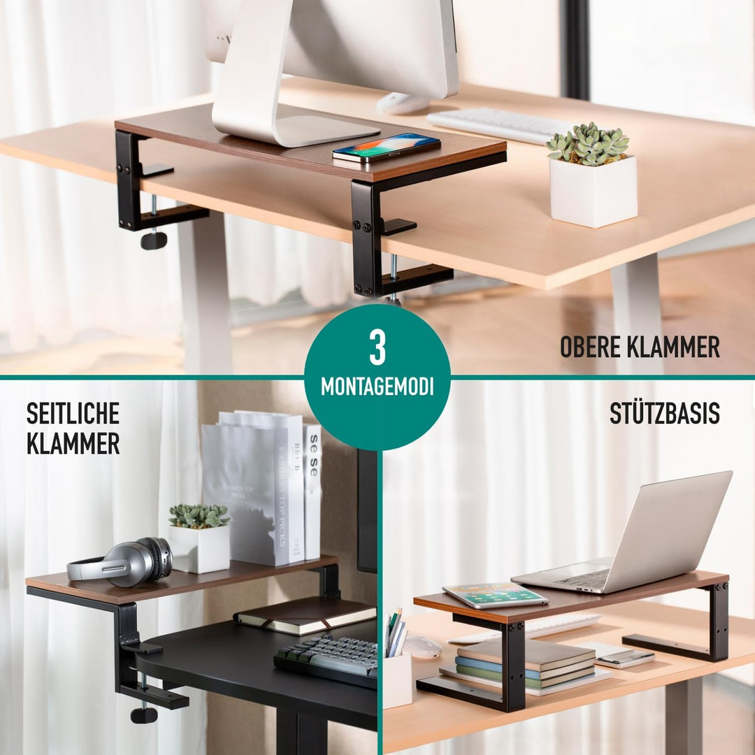 Ewent Monitorerhöhung zum Anklemmen an der Tischplatte,für 10" bis34 Monitore,Spanplatte und Stahlst