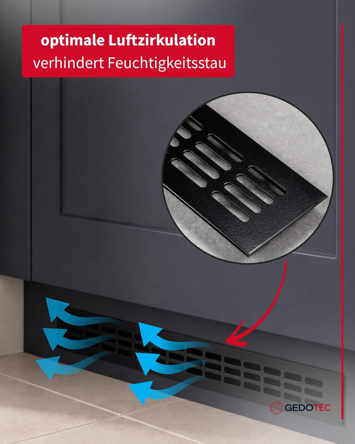 Gedotec Lüftungsgitter rechteckig aus Aluminium - 1 Stück Abluftgitter Edelstahl-finish - Heizungsgi