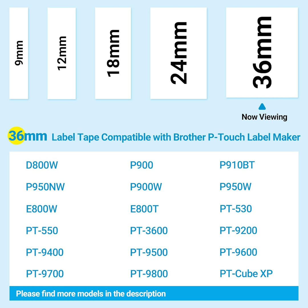 Markurlife 5x TZe-261 36mm Schriftband weiss laminiert Kompatibel mit Brother P-Touch Bänder für Bro