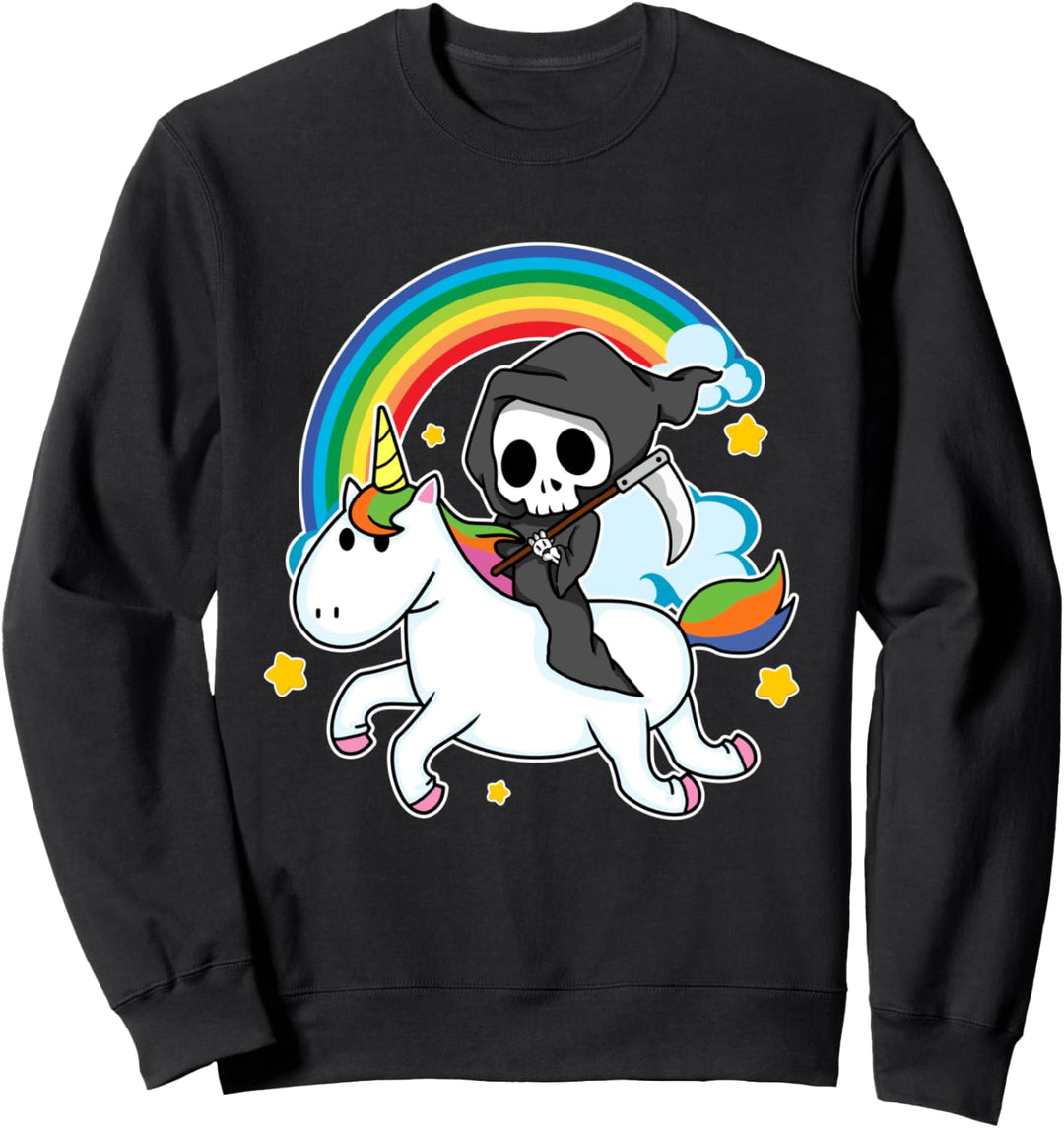 Halloween Unicorn Kostüm Sensenmann Reiter Einhorn Sweatshirt