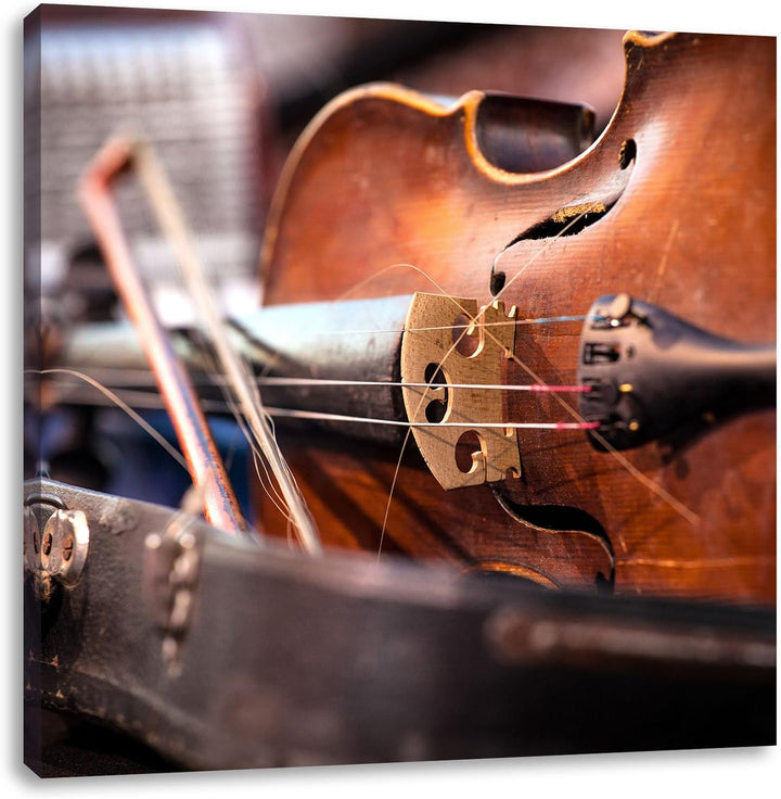 Pixxprint Alte Violine, Format: 70x70 auf Leinwand, XXL riesige Bilder fertig gerahmt mit Keilrahmen