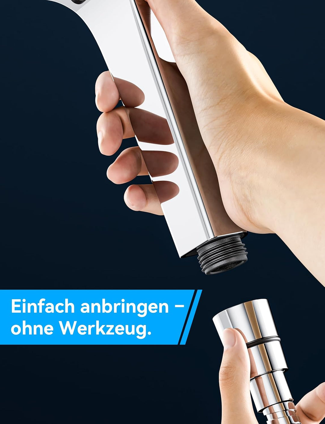 Duschkopf mit Schlauch1,5 m, 120 mm grosser Duschkopf mit 5 Sprühmodi, leistungsstarker Handbrause-H