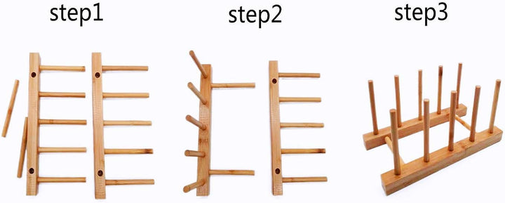 Tellerregal Halter für Küchenschränke Bambus Holz Schneidebrett Tablett Geschirr Rack Ständer Abtrop