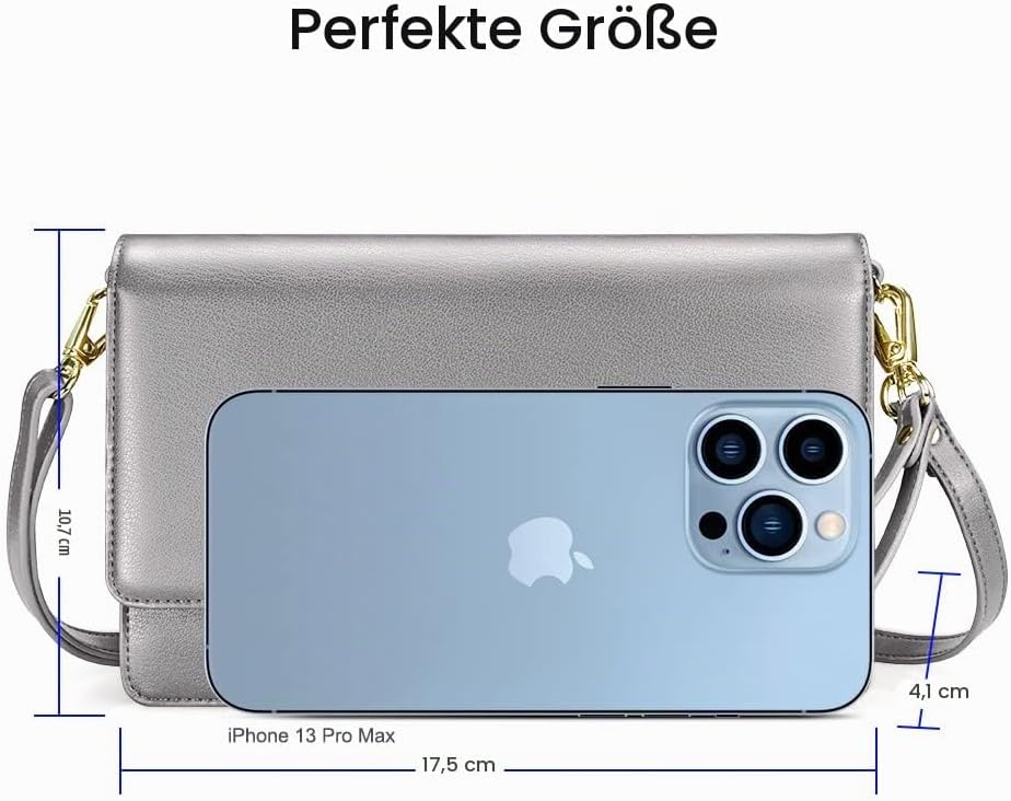 nuoku Kleine Umhängetasche für Frauen, Handytasche zum Umhängen, RFID-Kartenhalter, Geldbörse und Ha