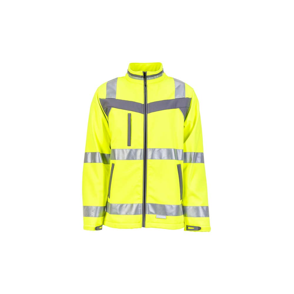 Planam 5661 Plaline High Visibility Softshell Jacket - Farbe: Gelb/Schiefer - Grösse: 56 XL Gelb/Sch