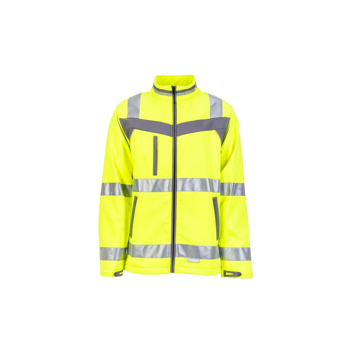 Planam 5661 Plaline High Visibility Softshell Jacket - Farbe: Gelb/Schiefer - Grösse: 56 XL Gelb/Sch