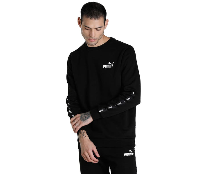 PUMA Herren ESS+ Tape Crew FL Sweatshirt S Puma Schwarz, S Puma Schwarz