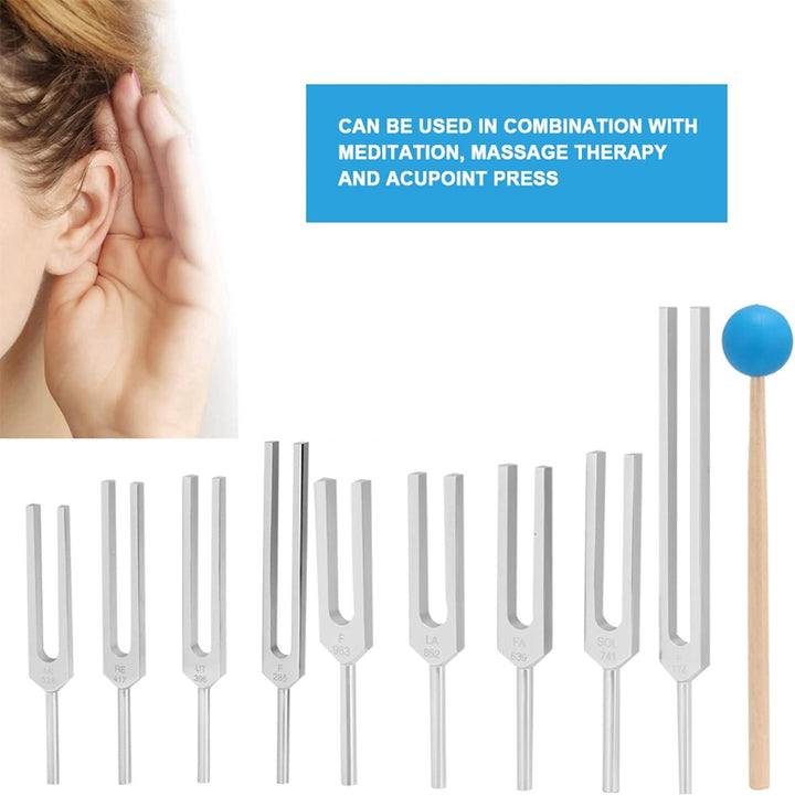 ANKROYU 9 Stück Stimmgabel Set, Tuning Fork 174/285/396/417/528/639/741/852/963 Hz Klangheilungsther