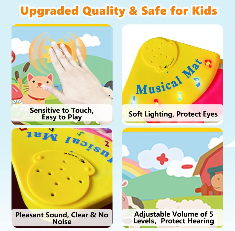 Musikmatte mit 8 Tieren, Baby Spielzeug Musik Klaviermatte Tanzmatte Keyboard Kinder, Mitgebsel Kind