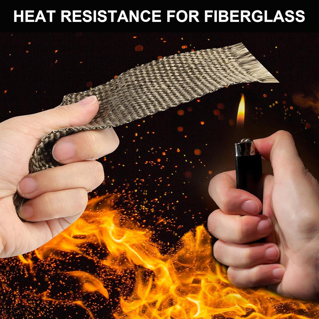 Titanium Exhaust Heat Wrap Roll für Motorräder Faserglas-Wärmeschutzband mit 5 Edelstahl-Bindern (T-