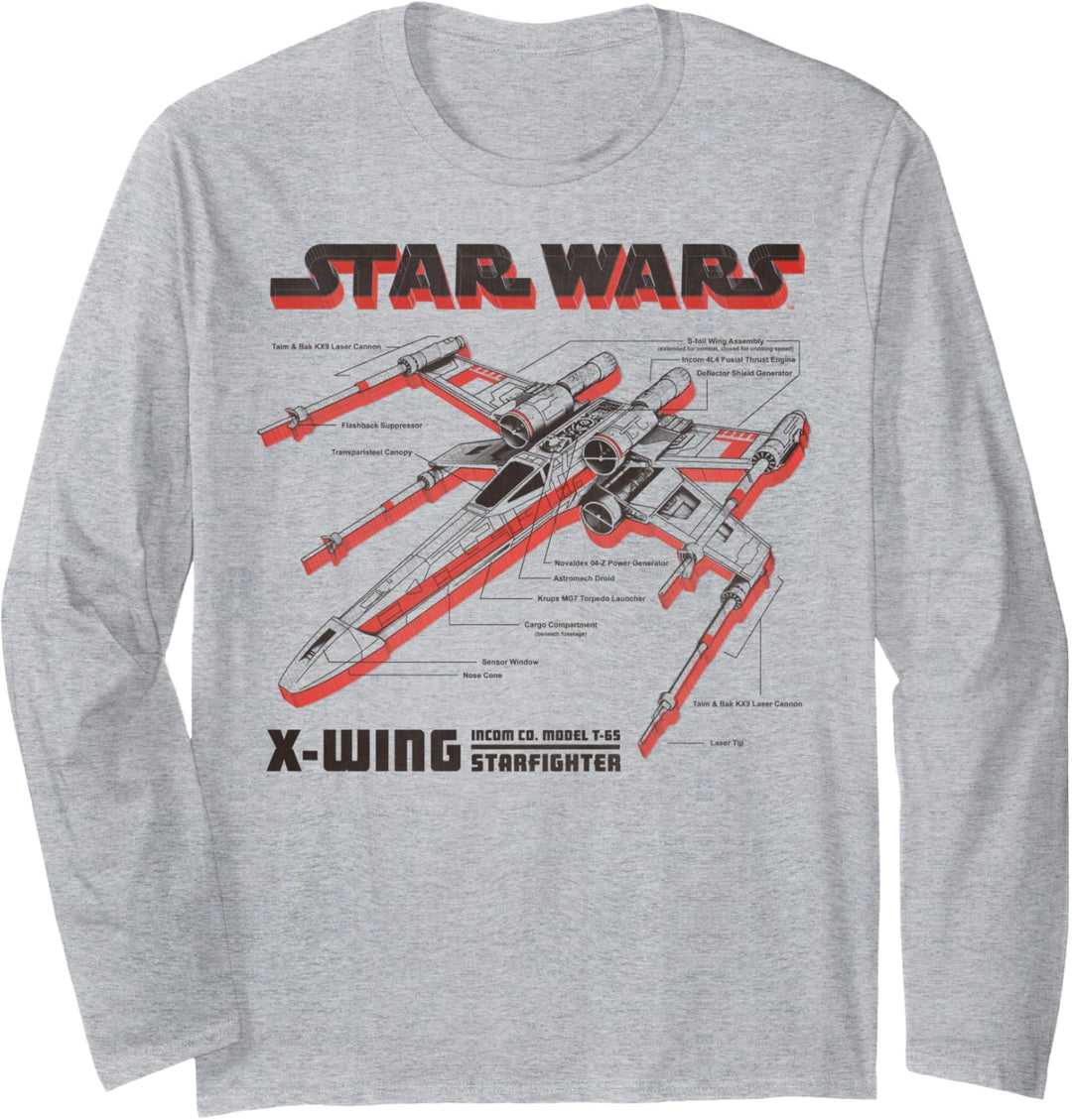 Star Wars X-Wing Starfighter Schematics Poster Langarmshirt