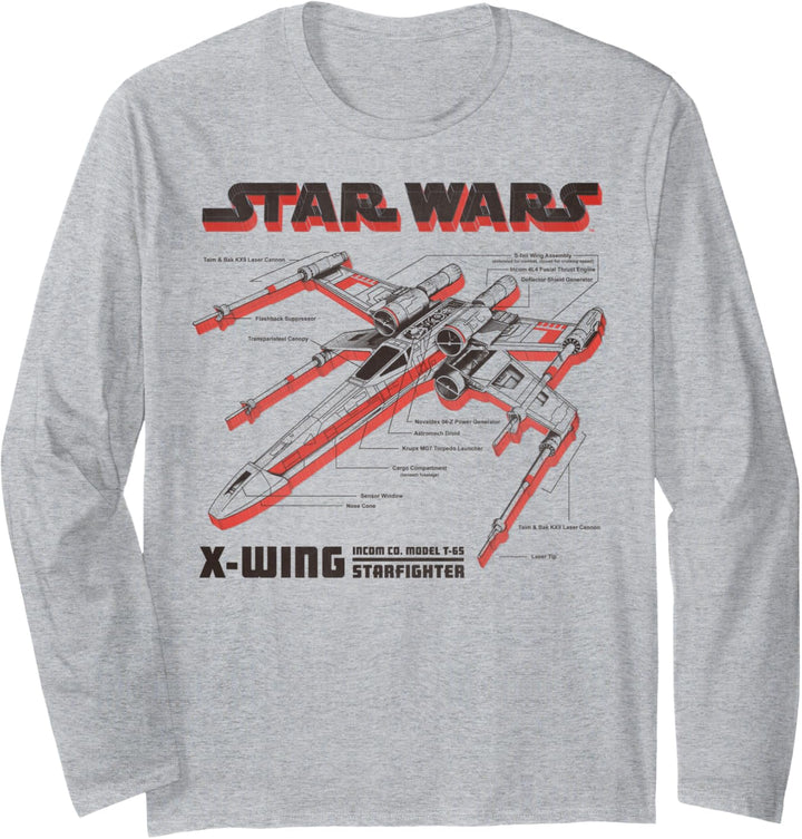 Star Wars X-Wing Starfighter Schematics Poster Langarmshirt