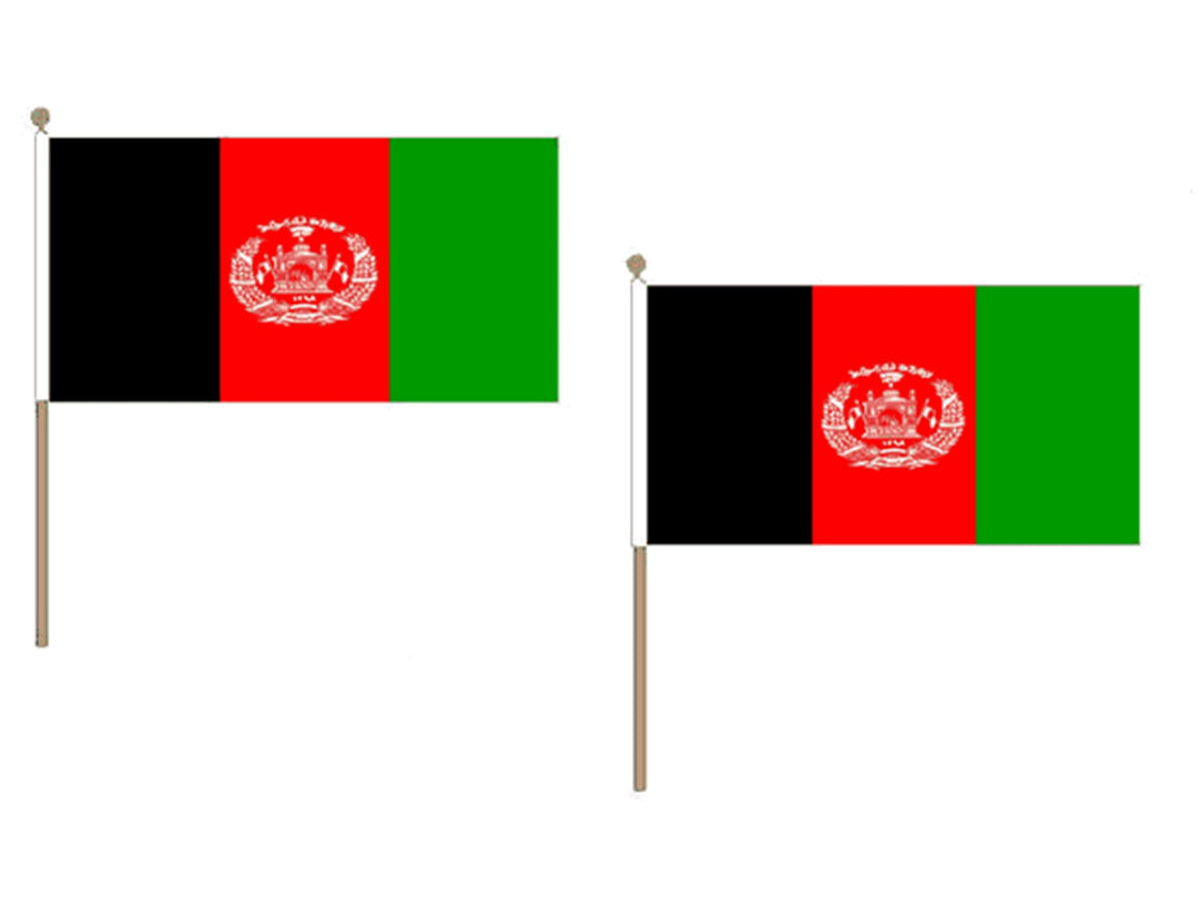 STOCKFLAGGE AFGHANISTAN 45x30cm mit holzmast - 10 stück AFGHANISCHE STOCKFAHNE 30 x 45 cm - flaggen