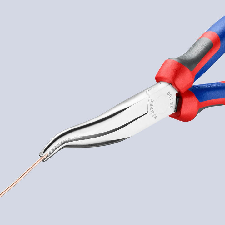 Knipex Mechanikerzange verchromt, mit Mehrkomponenten-Hüllen 200 mm 38 35 200 gekröpfte, flach-runde
