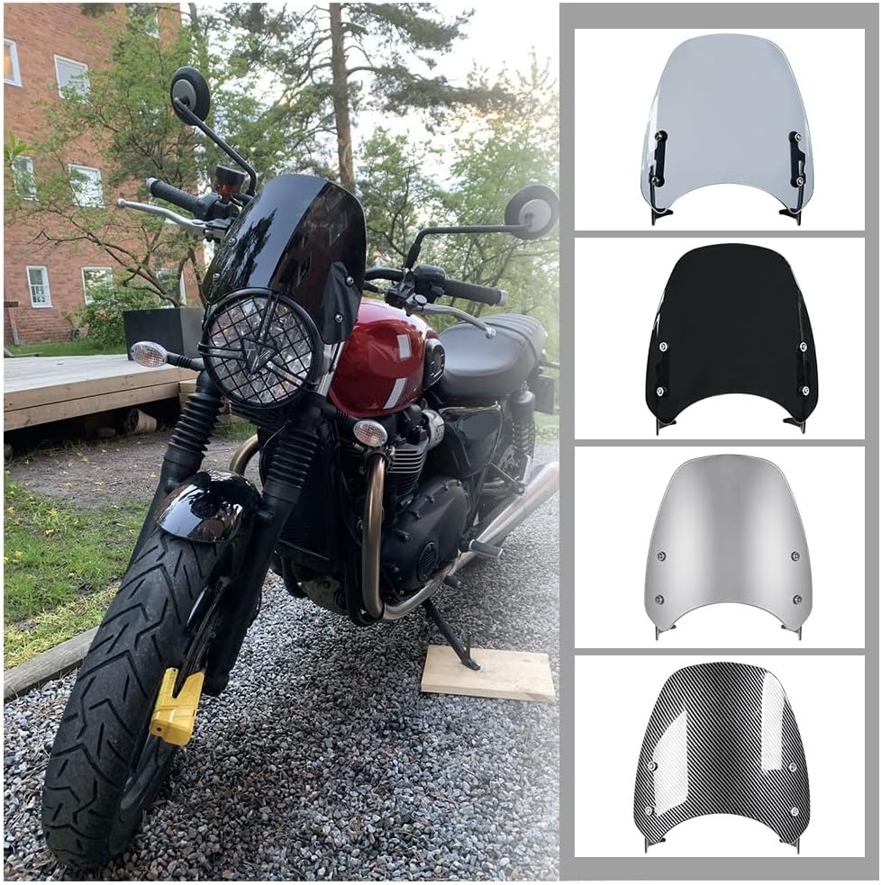 Motorrad Windschutzscheibenabdeckung mit Halterung für T.r.iumph Street Twin 900 Windschutzscheibe F