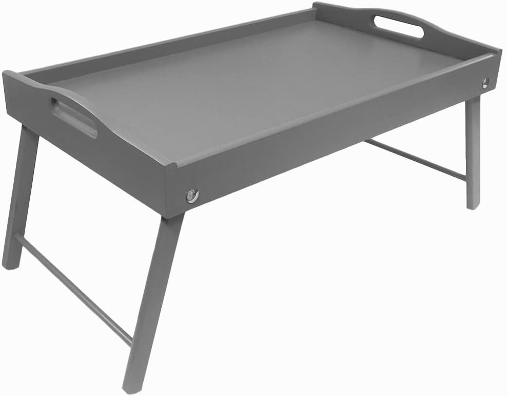 COLLECTOR Betttablett - Frühstückstablett aus Holz mit eingeklappten Beinen GRAU