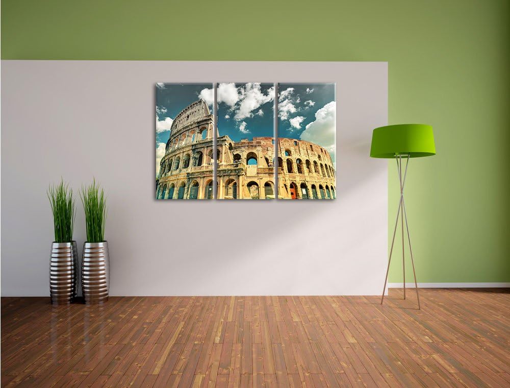 Pixxprint Colosseum bei Tag in Rom als Leinwandbild/Grösse: 3 Teilig (120x80) cm/Wandbild/Kunstdruck