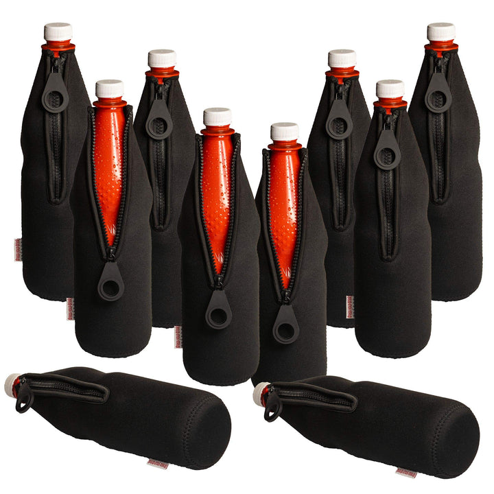 Flaschenkühler 0,7-1,0L für Glas- & PET Flaschen, Neopren, Getränkekühler, (schwarz, 10) Schwarz 10,