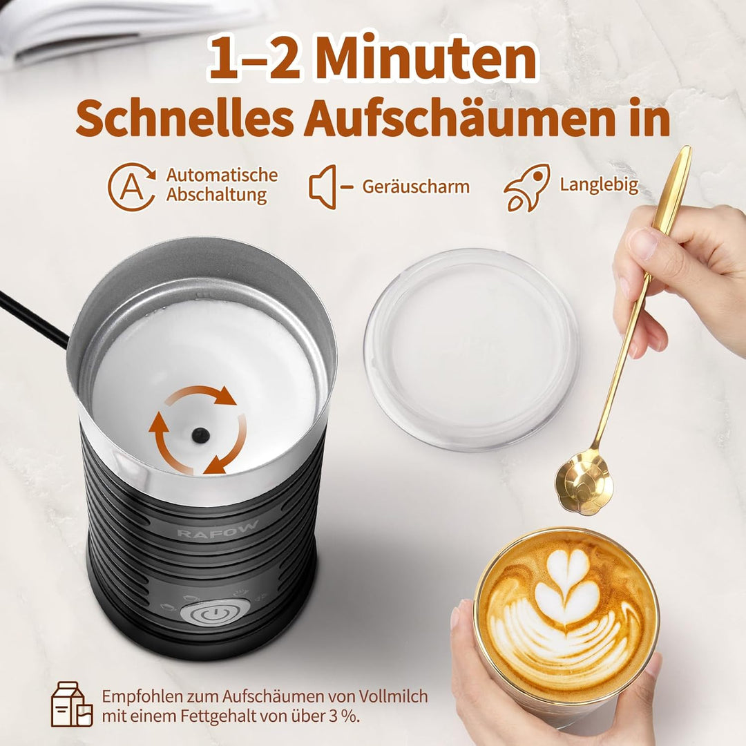 4-in-1 elektrischer Milchaufschäumer Dampfgarer – Heisser und kalter Kaffee-Schaumbereiter, 300 ml,