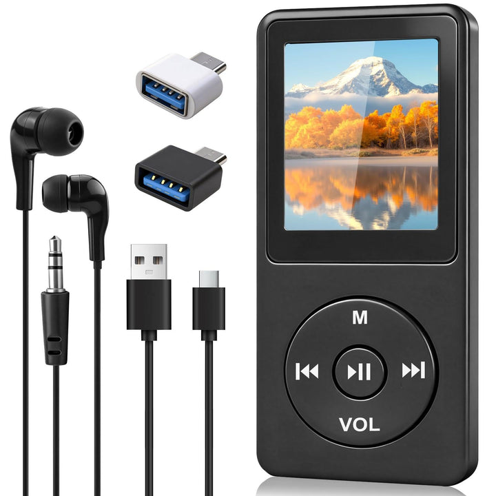 MP3 Player Bluetooth 5.3 64 GB mit 1,8 Zoll TFT Farbdisplay, HiFi Musik Player mit Lautsprecher, Kop