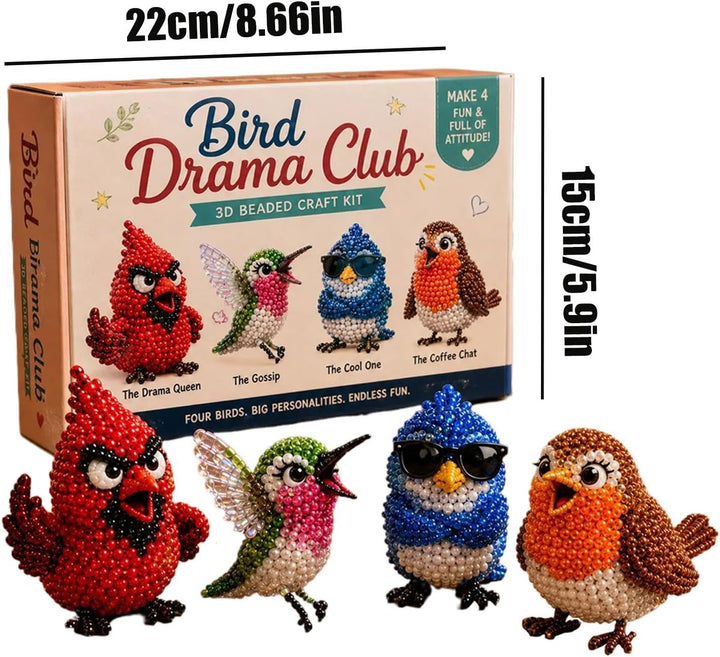 Hamosky 3D-Perlen-Tier-Bastelset, handgefertigtes 3D-Perlen-Kunst-Bastelset, DIY-Vogel-Perlen-Bastel