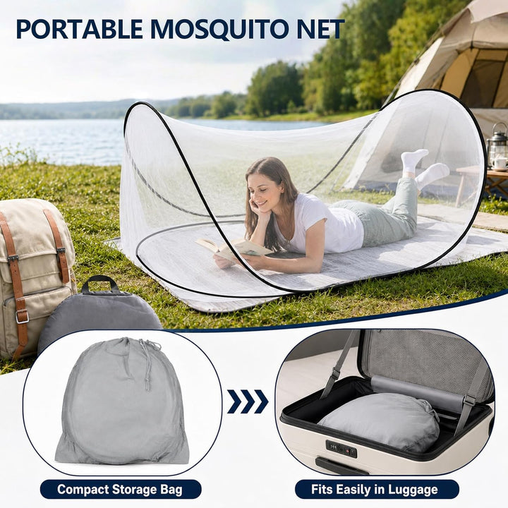 AOOWU Moskitonetz Pop Up, 200 x 80 x 56cm Faltbares Mückennetz, Tragbares Campingzelt Einstellbar, F