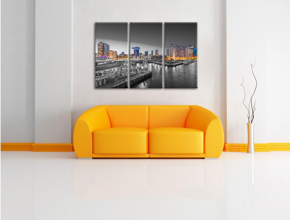 Pixxprint Ausblick auf Rotterdam als Leinwandbild/Grösse: 3 Teilig (120x80 cm) cm/Wandbild/Kunstdruc