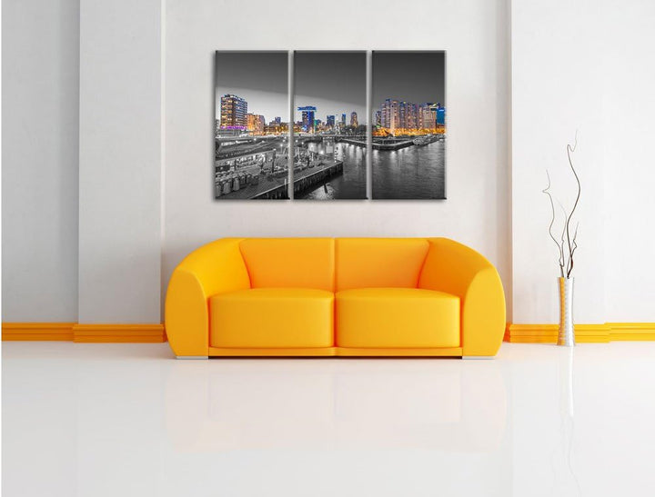 Pixxprint Ausblick auf Rotterdam als Leinwandbild/Grösse: 3 Teilig (120x80 cm) cm/Wandbild/Kunstdruc
