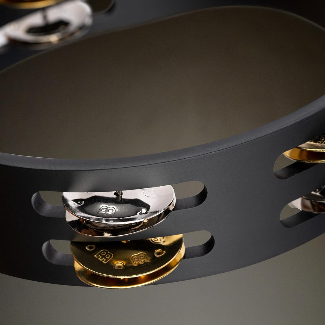 Meinl Percussion CTA2M-BK Compact Tambourine mit Stahl- und Messingschellen, 20,32 cm (8 Zoll) Durch
