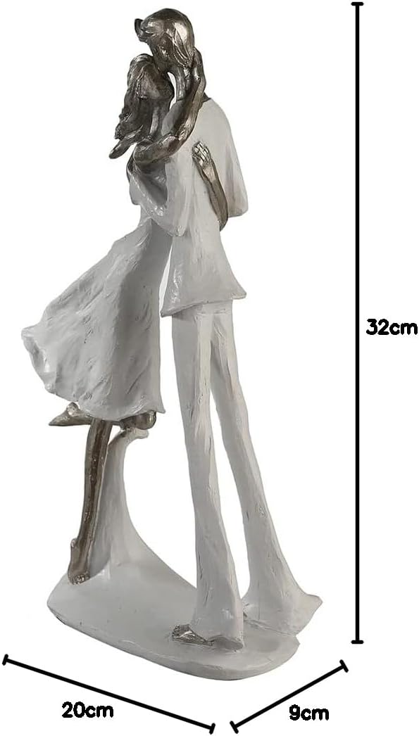 Casablanca - Skulptur Figur Hold Me - aus Poly weiss-Silber weisse Basis H 32