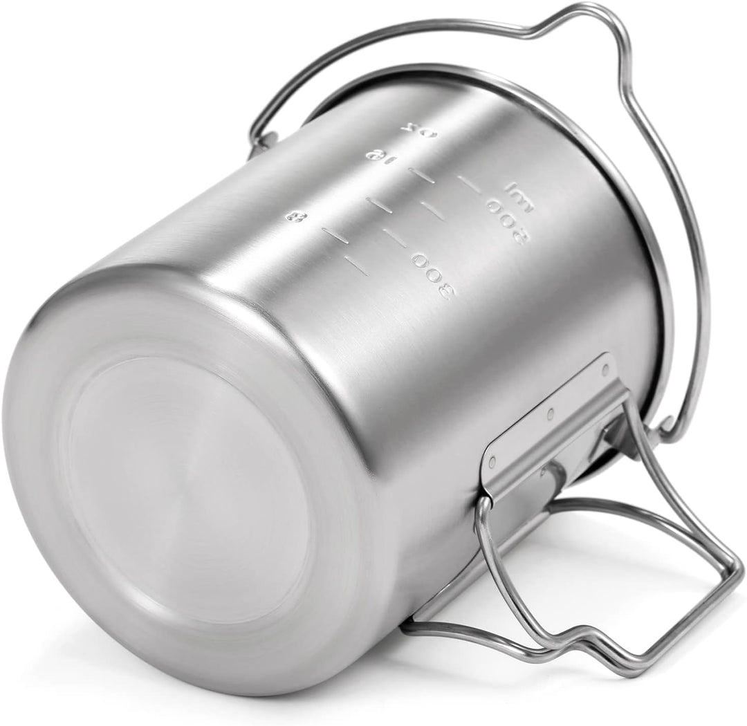 Lixada Camping Topf Edelstahl Titan Tasse Becher 750ml mit Faltbaren Griffe und Deckel Outdoor Tasse