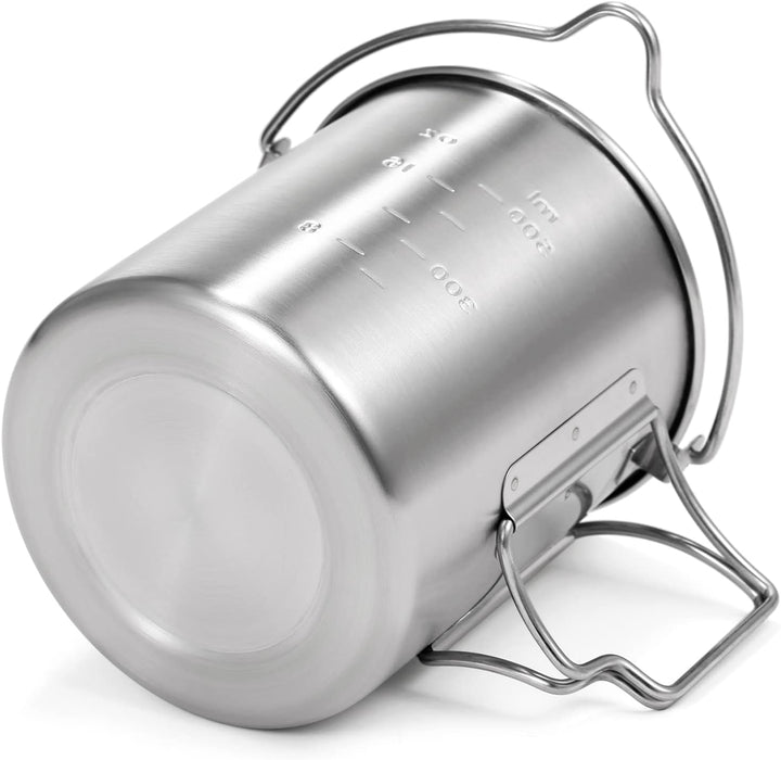 Lixada Camping Topf Edelstahl Titan Tasse Becher 750ml mit Faltbaren Griffe und Deckel Outdoor Tasse