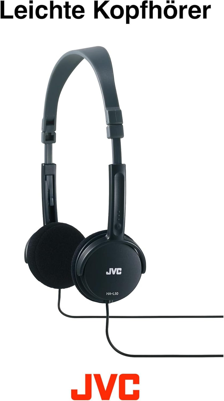 JVC HA-L50-B-E extraleichter On-Ear Kopfhörer, faltbar (Schwarz) one size Offen, one size Offen