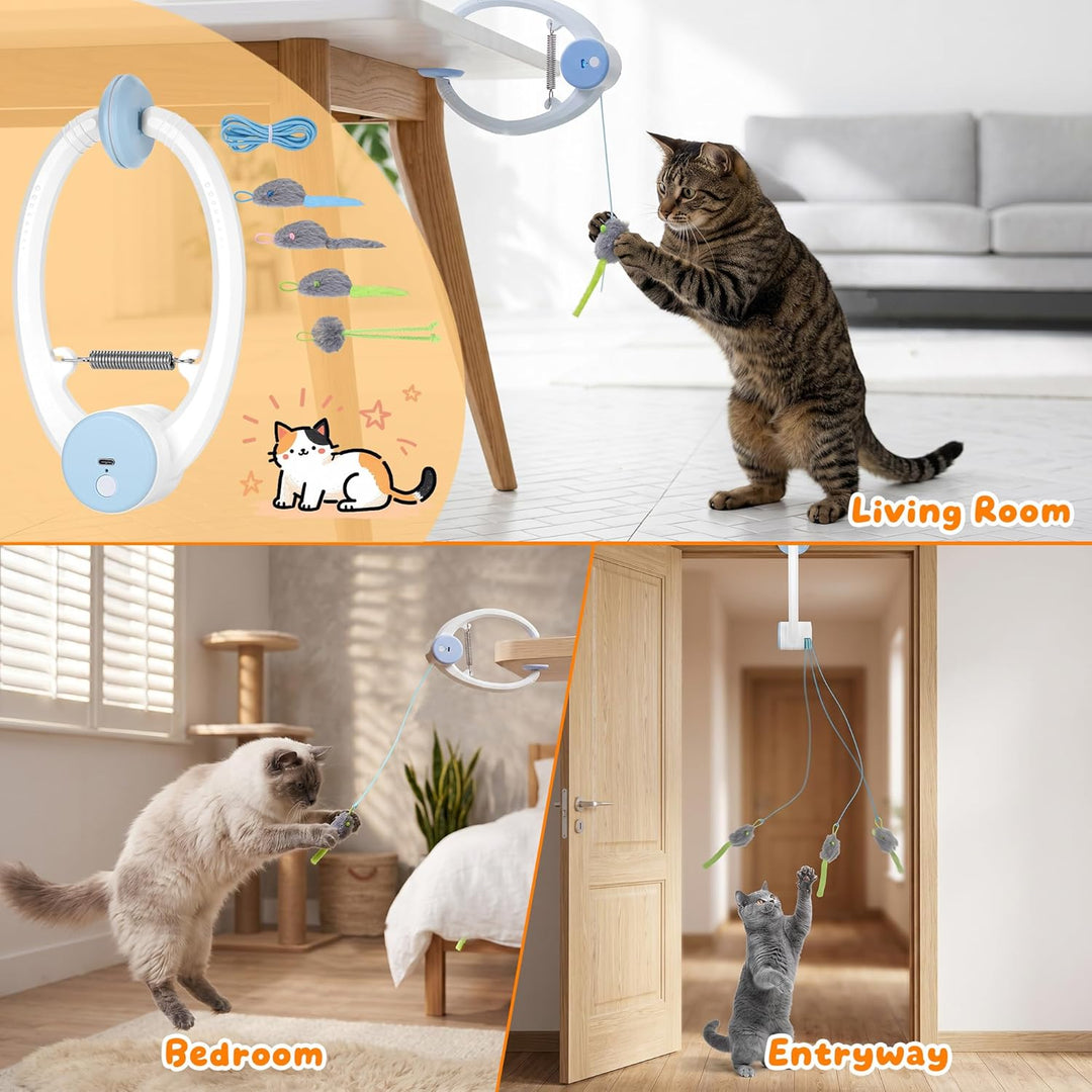 Kssvzz Katzenspielzeug Türrahmen Elektrisch, Interaktives Katzenspielzeug USB Wiederaufladbar, Hänge