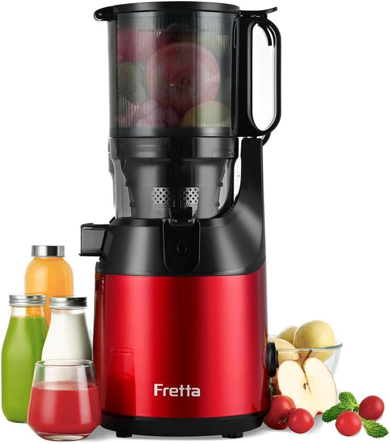 Fretta Entsafter Slow Juicer mit 135mm Öffnung,Entsafter Gemüse und Obst,250W Mastizier-Entsafter mi