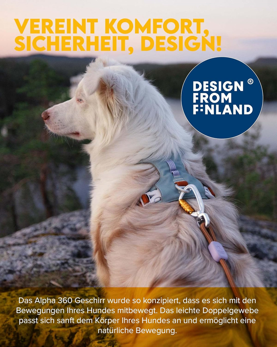 Woolly Wolf Alpha 360 Dog Harness L Gletschergrün - Hundegeschirr für grosse Hunde aus 100% recycelt