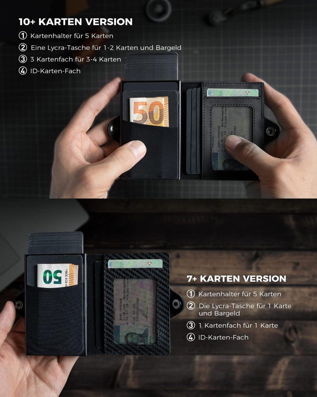 DODENSHA Airtag Kartenetui RFID Schutz Herren Geldbörse | POP UP Slim Wallet mit Münzfach | kleine K