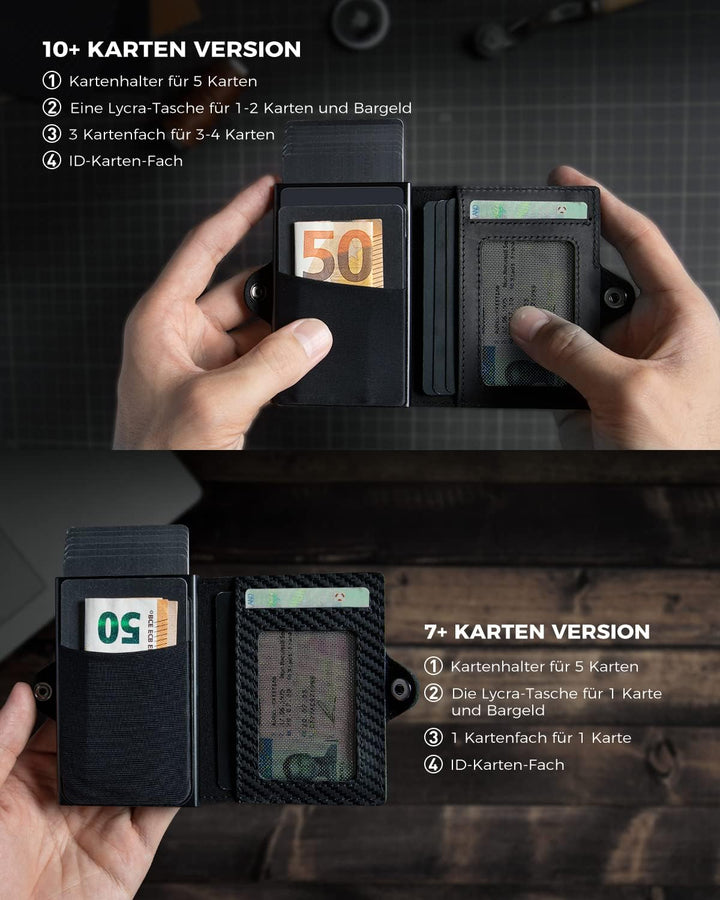 DODENSHA Airtag Kartenetui RFID Schutz Herren Geldbörse | POP UP Slim Wallet mit Münzfach | kleine K