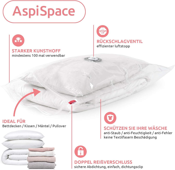 Compactor - 10er-Set Vakuumbeutel (5x M 90x55 cm + 5x L 100x80 cm) - Kleidung, Bettwäsche, Decken un