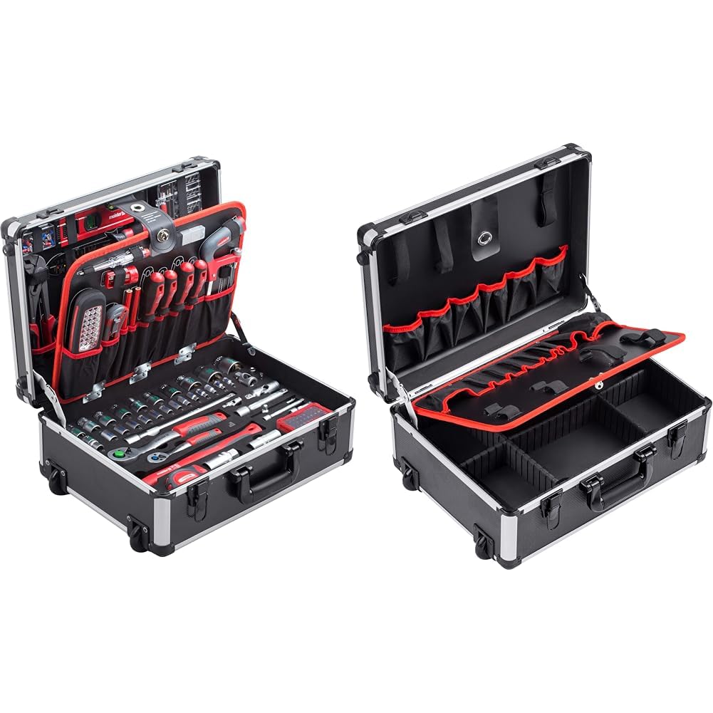 Meister Werkzeugtrolley 156-teilig - Werkzeug-Set-Mit Rollen & Werkzeugtrolley leer - 460 x 350 x 19
