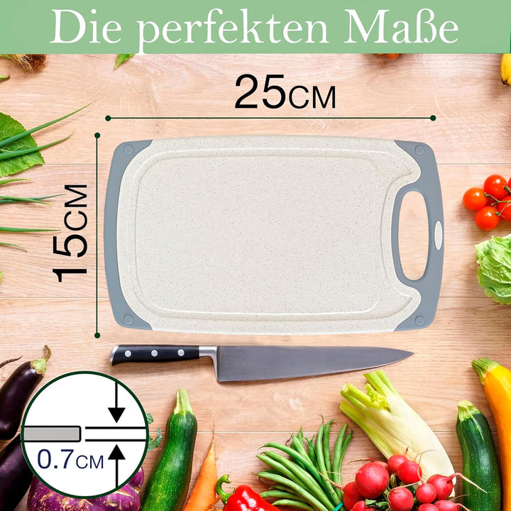 KPYTO Frühstücksbrettchen 6er Set + 1 Brettchen gratis, 25 x 15 cm, Schneidebrett Set, beidseitig, r