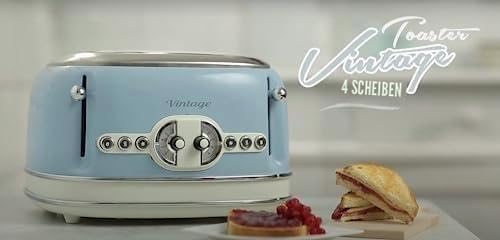 Ariete,156 Toaster im Vintage-Design für 4 Scheiben, 1600 W, 6 Toaststufen, aus lackiertem Edelstahl