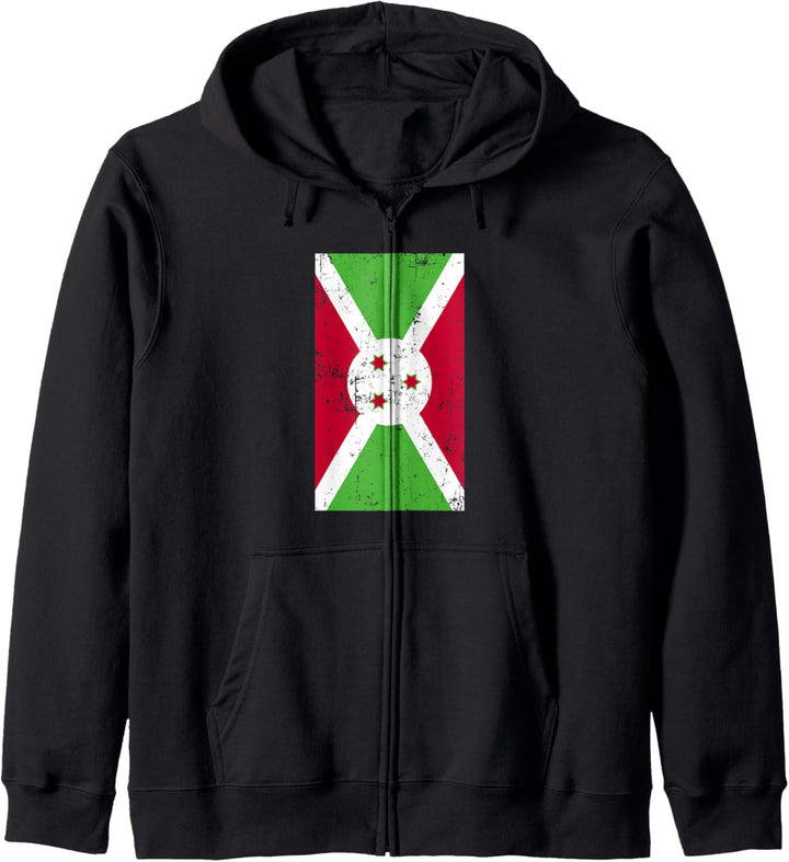 Republic of Burundi East Africa Gitega Distressed Flag Kapuzenjacke