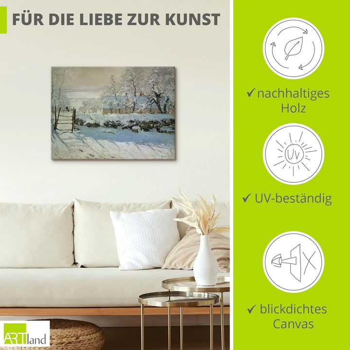 ARTland Leinwandbild Wandbild Bild auf Leinwand 40x30 cm Wanddeko Landschaften Wintergarten Bäume Sc