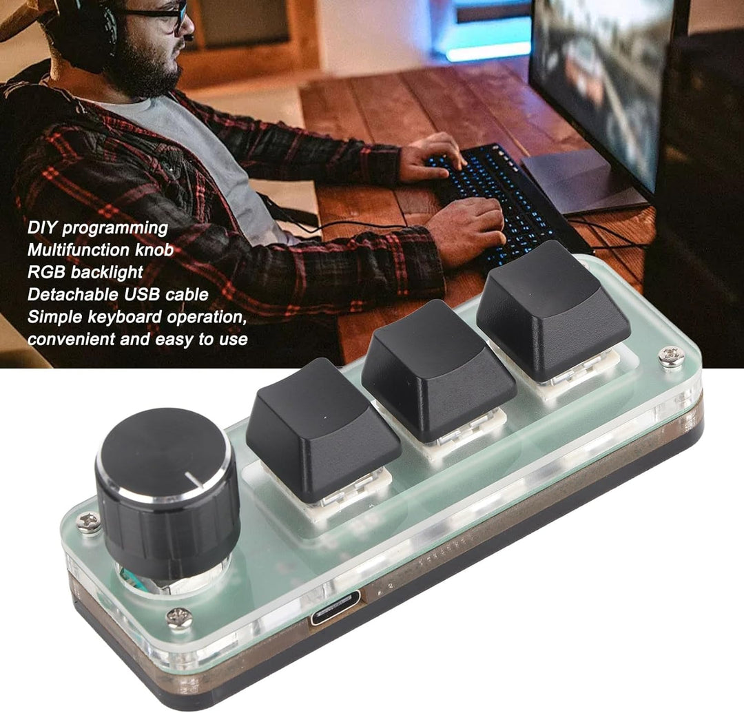 ASHATA 3-Tasten-Makro-Pad, RGB-Hintergrundbeleuchtung, OSU-Tastatur, Programmierbare -Tastatur, Mult