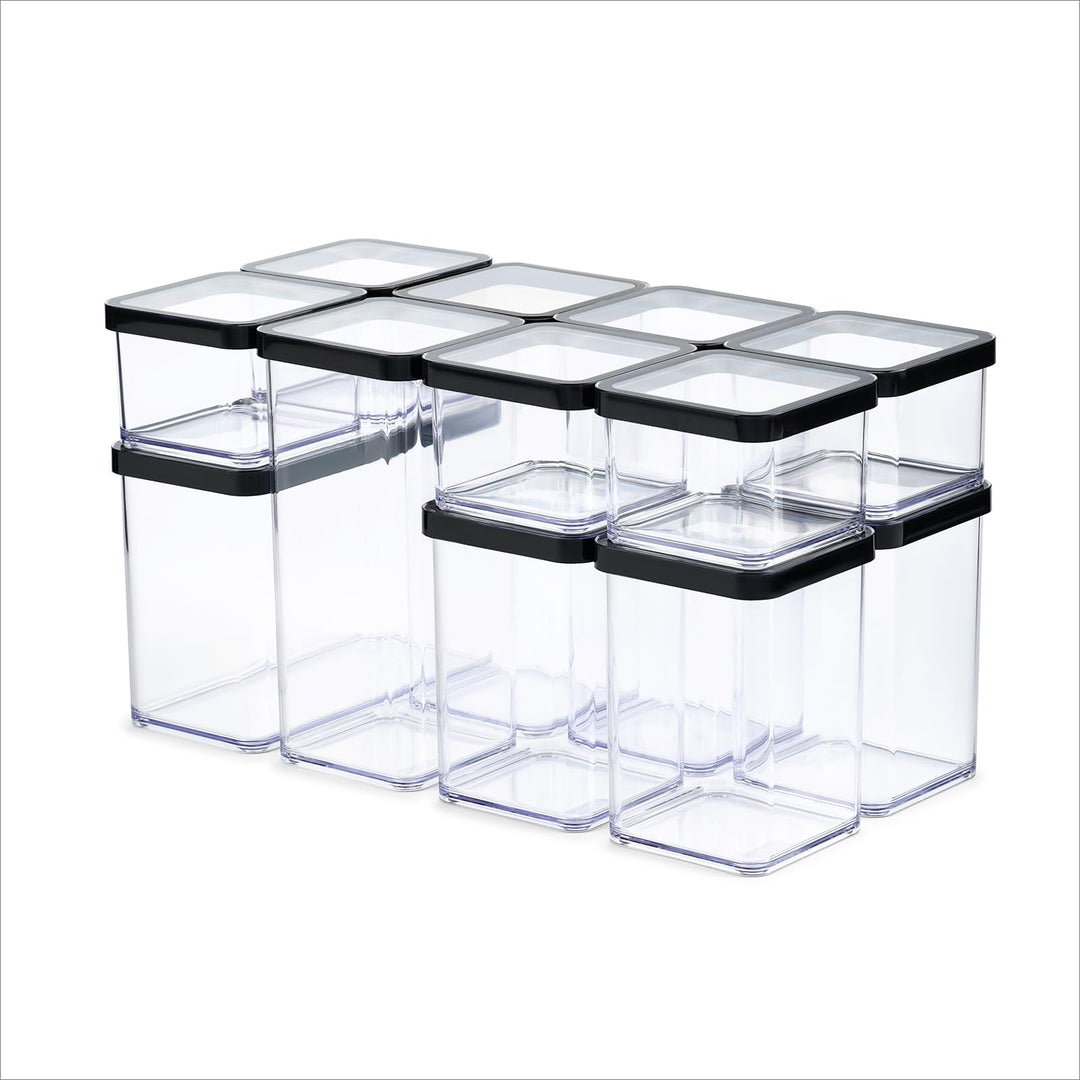 Rotho LOFT 12er-set Vorratsdosen mit Deckel, stapelbar, aromadicht, spülmaschinenfest, 40×20×21,4 cm