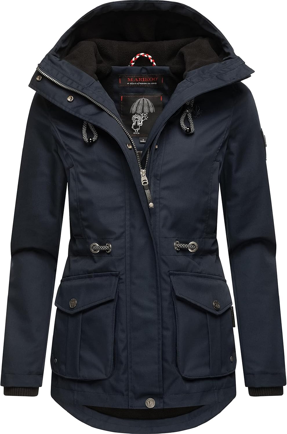 MARIKOO Damen Leichter Übergangsparka mit Kapuze Babetaa Prc XS Navy, XS Navy